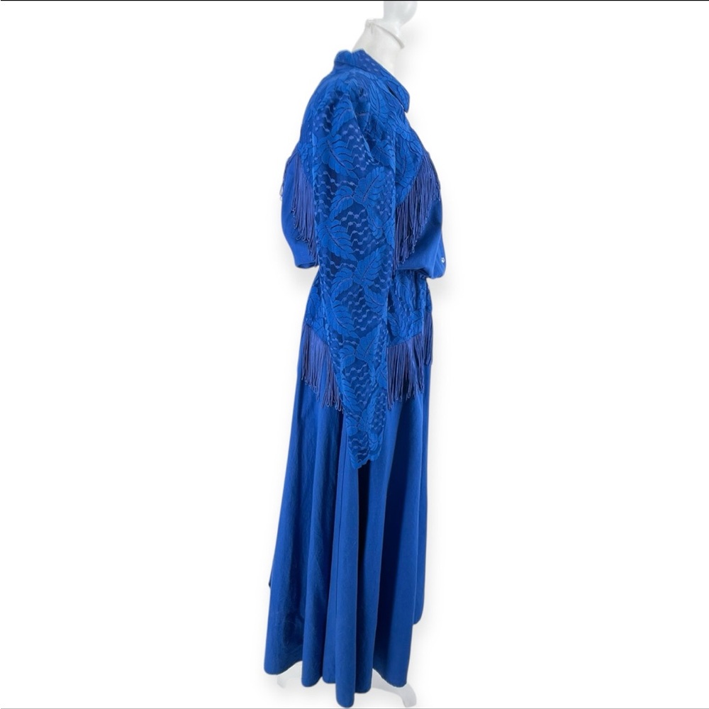 Vintage Blue Western Fringe Dress - Picture 10 of 10